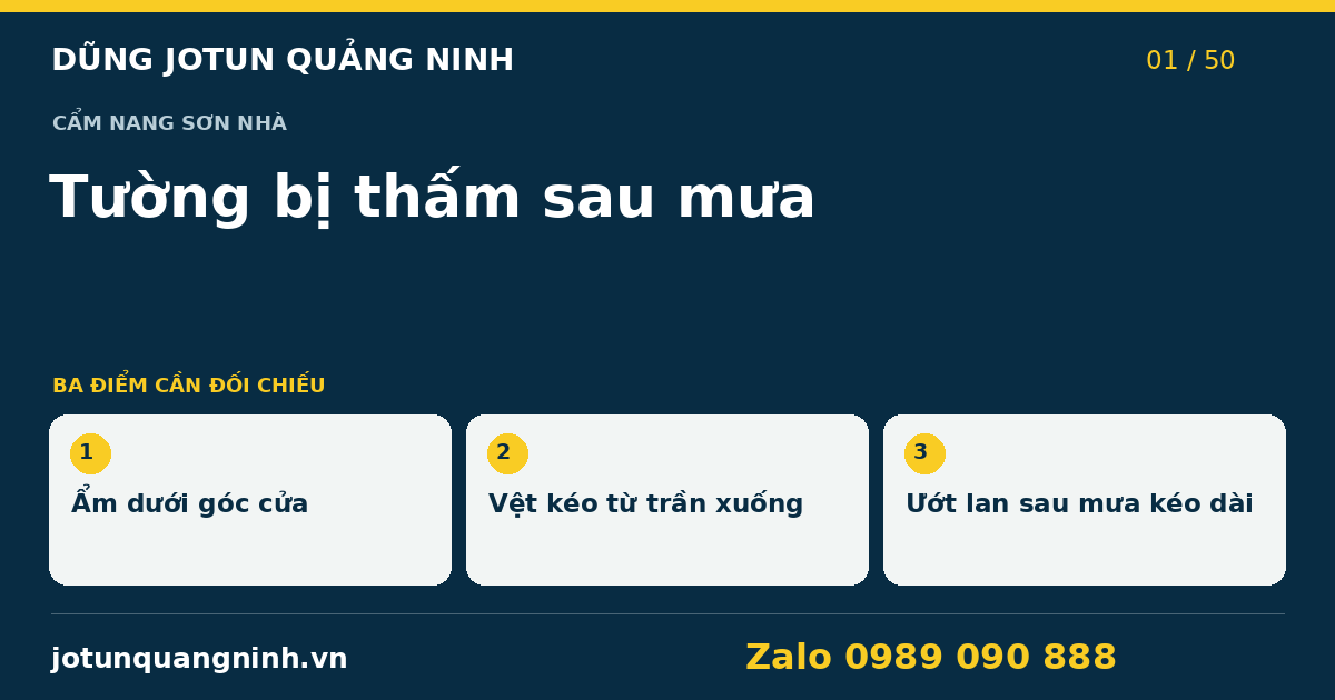 Cách kiểm tra tường bị thấm sau mưa trước khi sơn lại — bảng đối chiếu