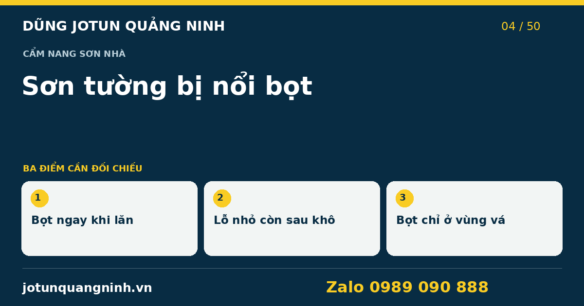 Tường nổi bọt khi sơn: cần lưu thông tin gì để kiểm tra? — bảng đối chiếu