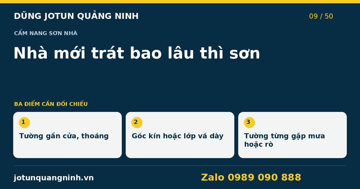 Nhà mới trát ở Quảng Ninh: khi nào bắt đầu sơn? — bảng đối chiếu
