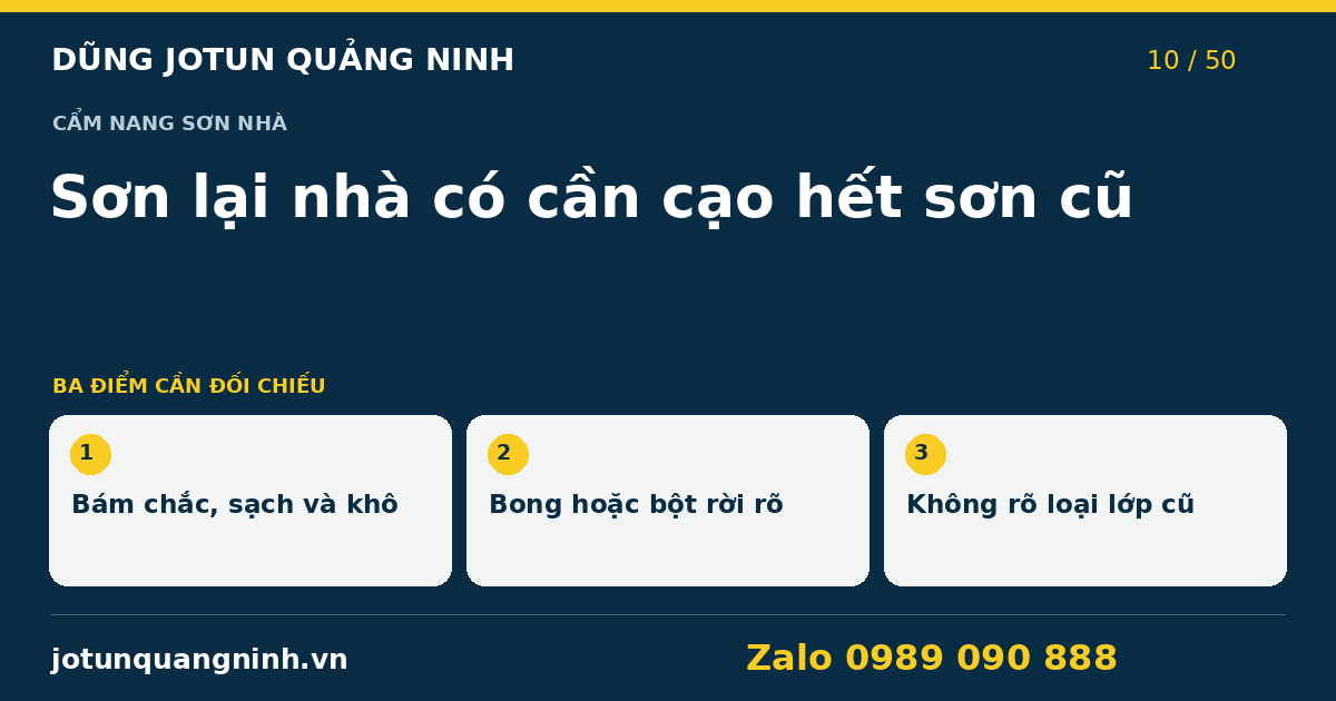 Sơn lại nhà cũ ở Quảng Ninh có phải cạo hết không? — bảng đối chiếu