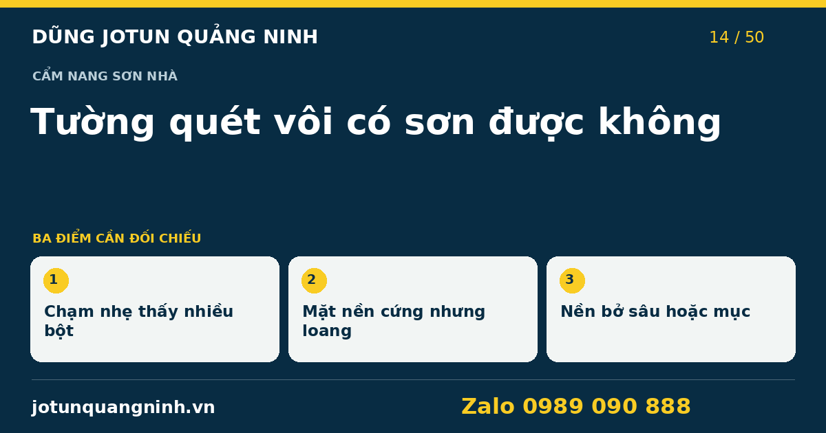 Tường quét vôi cũ có sơn Jotun được không? — bảng đối chiếu