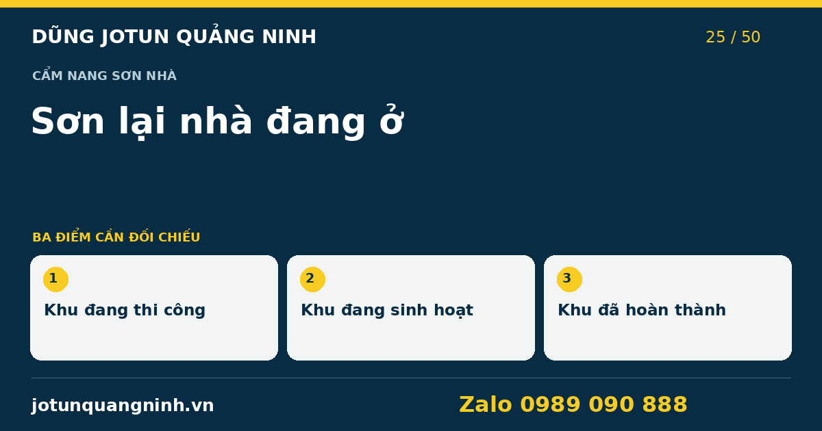 Sơn lại nhà đang ở tại Quảng Ninh: chia phòng để thi công — bảng đối chiếu