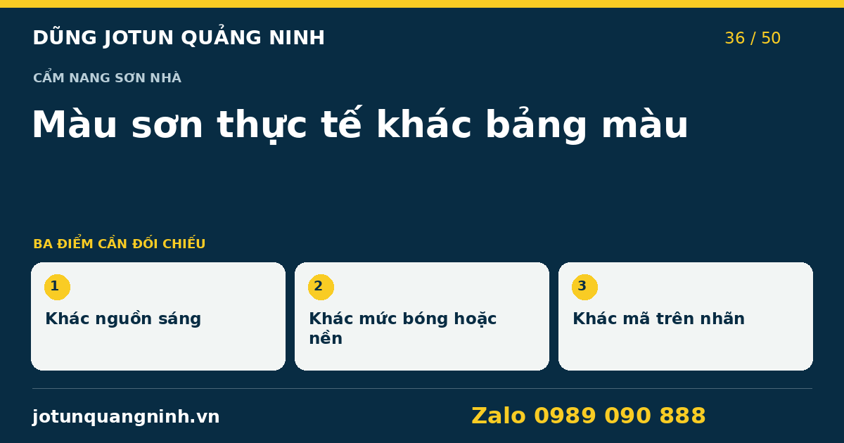 Vì sao cùng một màu sơn lên tường lại khác? — bảng đối chiếu