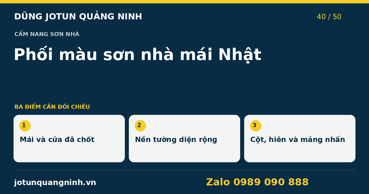 Phối màu sơn nhà mái Nhật tại Quảng Ninh — bảng đối chiếu