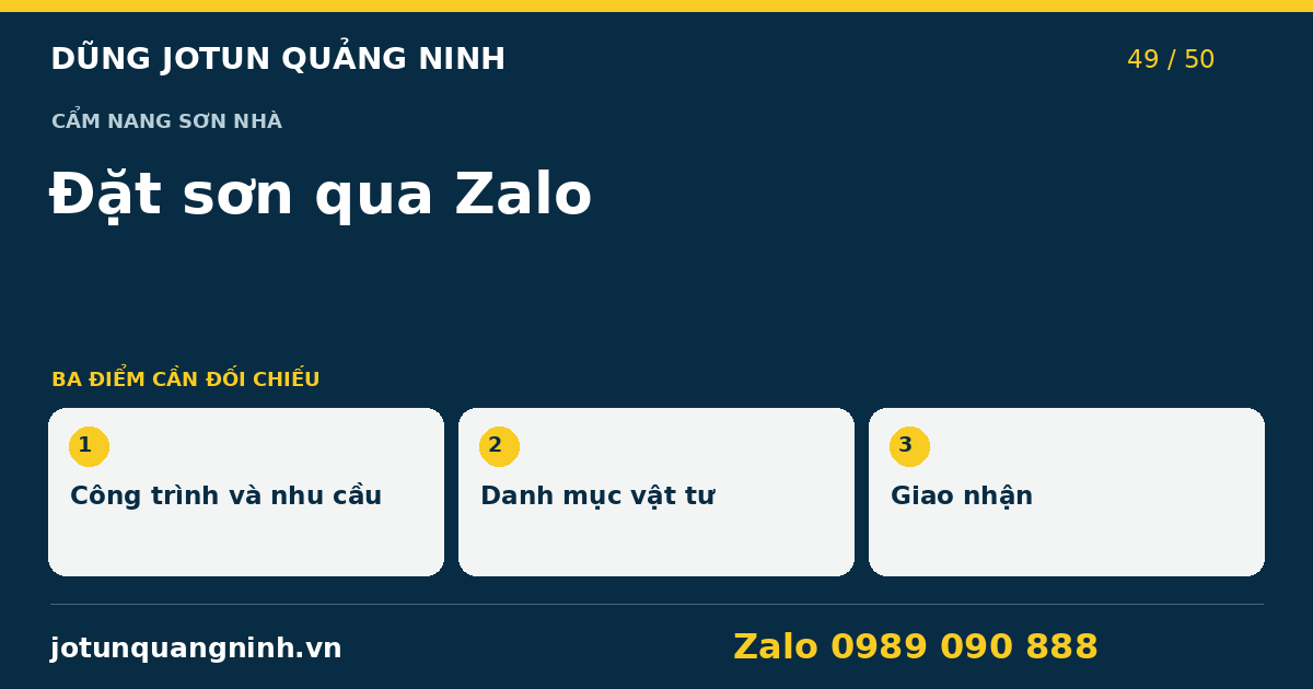 Đặt sơn qua Zalo tại Quảng Ninh: chốt một bản danh mục — bảng đối chiếu